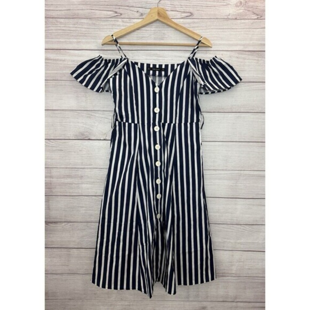 ZARA NAVY BLUE WHITE STRIPED NAUTICAL JUMPSUIT MIDI DRESS STRIPE S SMALL 8 4 36